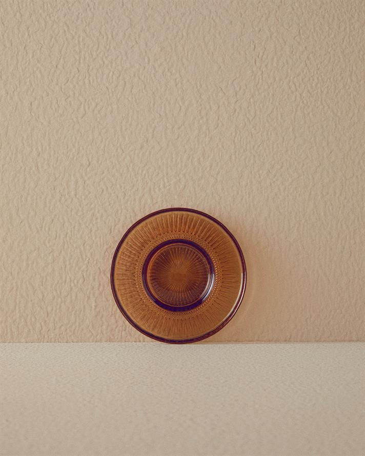 Farfurie ceașcă ceai, Mariel, sticlă, 12 cm, maro