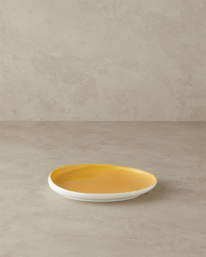 Farfurie desert, Bohon, porțelan, 23 cm, galben