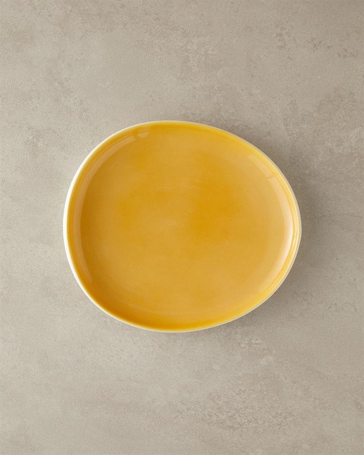 Farfurie desert, Bohon, porțelan, 23 cm, galben