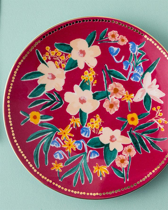 Farfurie desert, Flower Spree, porțelan, 20 cm, roz