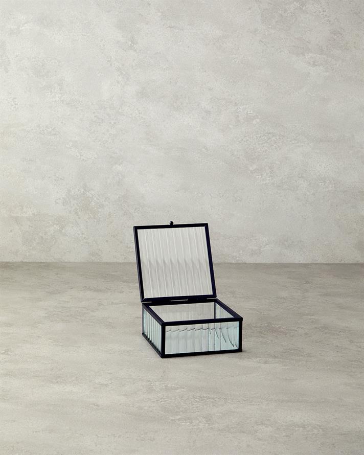 farmec Sticlă Cutie Decorativă 12x12x5,3 cm Negru