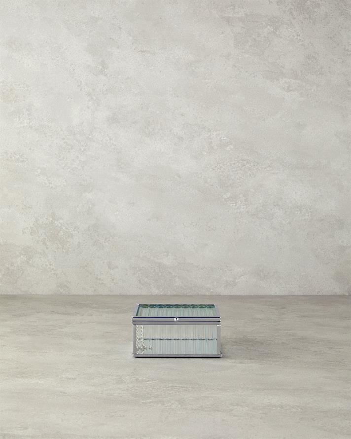 farmec Sticlă Cutie Decorativă 12x12x5,3 cm Argint.