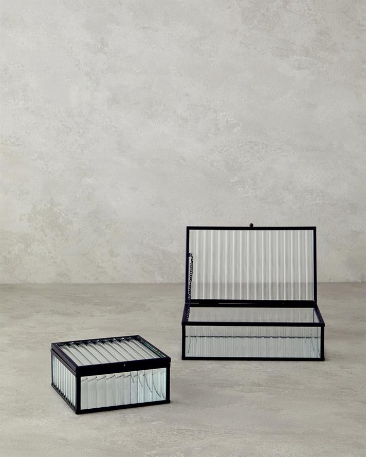 farmec Sticlă Cutie Decorativă 12x12x5,3 cm Negru