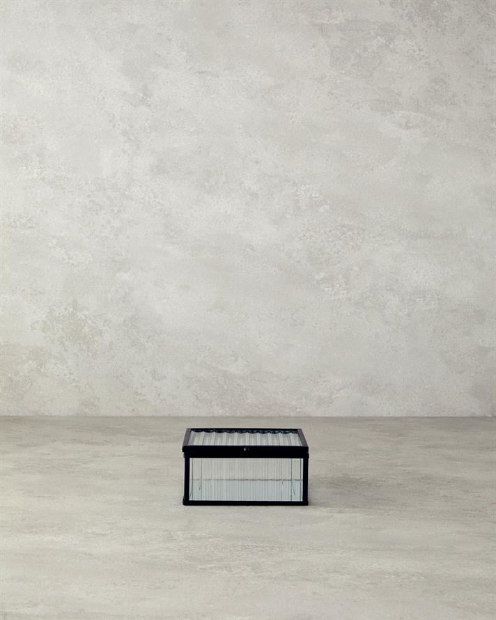 farmec Sticlă Cutie Decorativă 12x12x5,3 cm Negru
