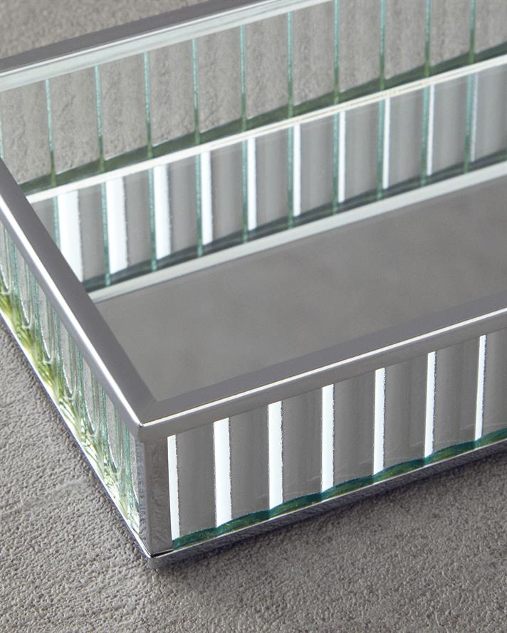 Tava decorativa, Glamour, sticla, 25x12x4 cm, argintiu