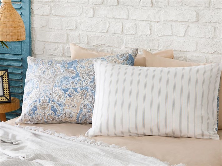 Farmecul Paisley Cu Bumbac Cu 2 Piese Față De Pernă 50x70 cm Albastru