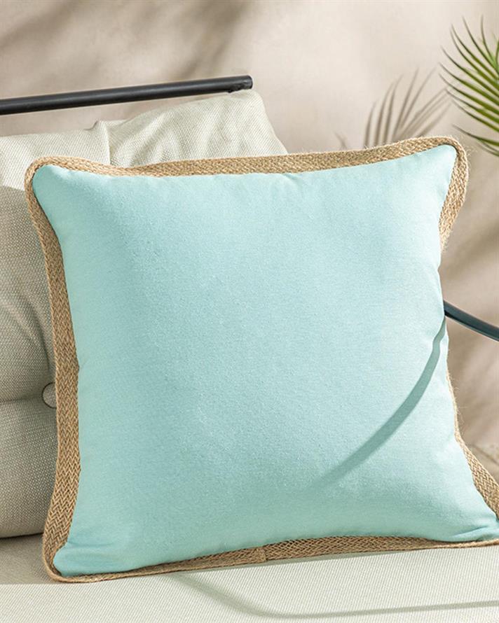 Marine Lena Jute Taped Cover Throw Pillows 45x45 cm Mint