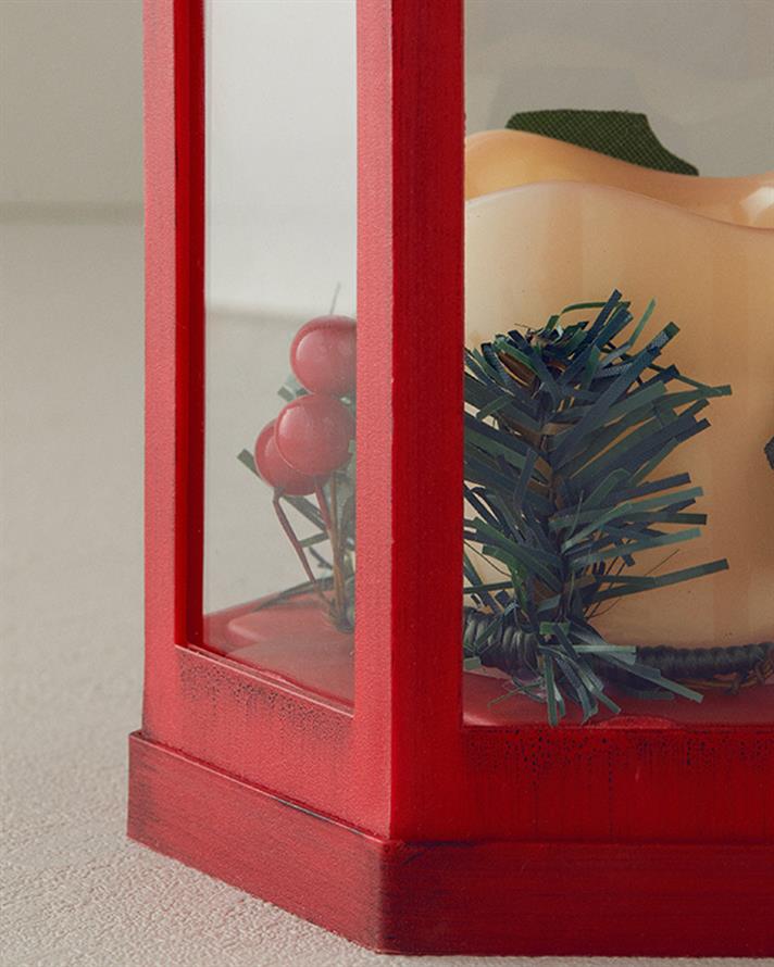 Chris With Led Lantern 20 cm Red