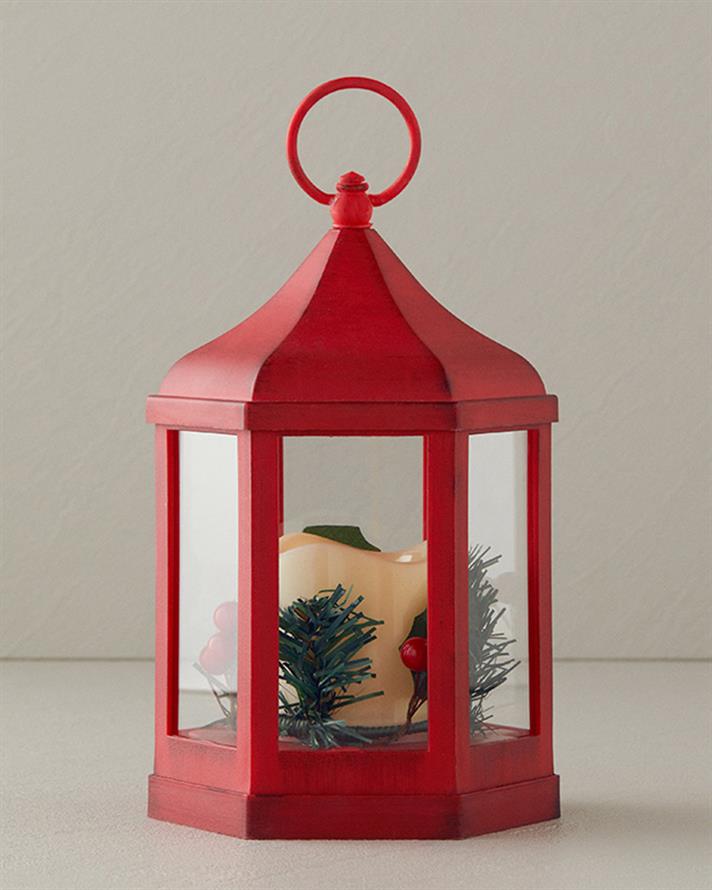 Chris With Led Lantern 20 cm Red