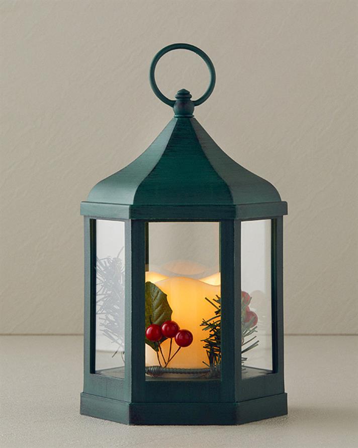 Chris With Led Lantern 20 cm Green