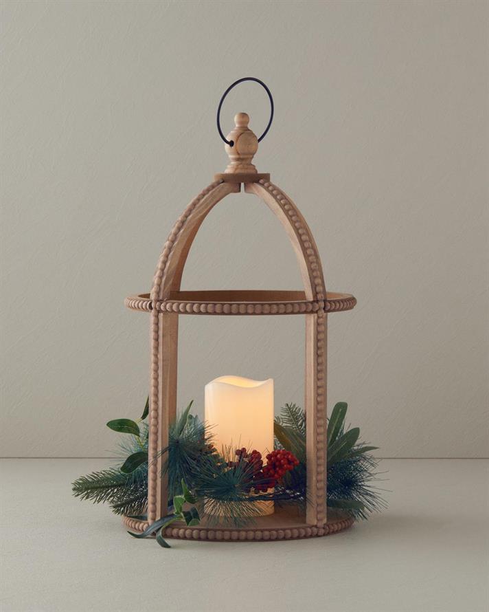 Rustic Wooden With Led Lantern
