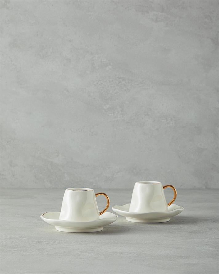Felix Porțelan New Bone China 4 Piese 2 Persoane Set De Cești De Cafea 90 ml Alb
