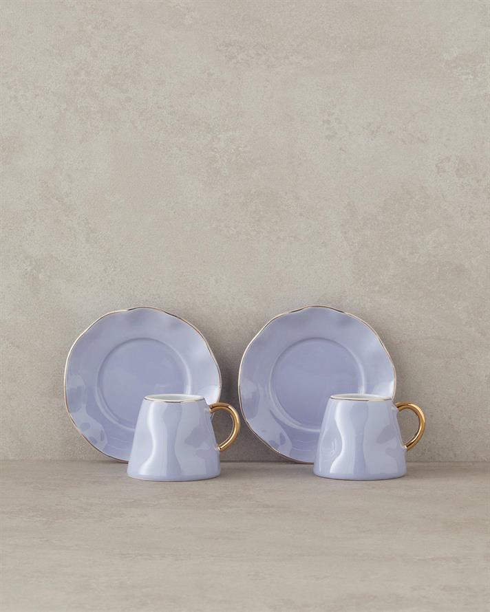 Felix Porțelan New Bone China 4 Piese 2 Persoane Set De Cești De Cafea 90 ml Lila
