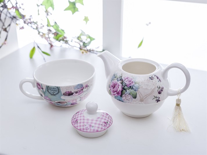 Happy Porcelain Pot Set . Pink