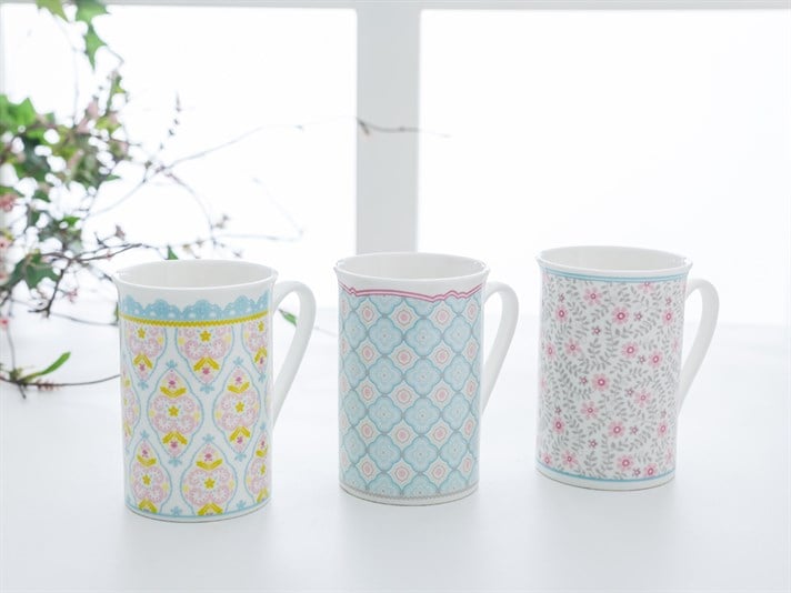 Happy New Bone China 3 pcs Cup . Colorless