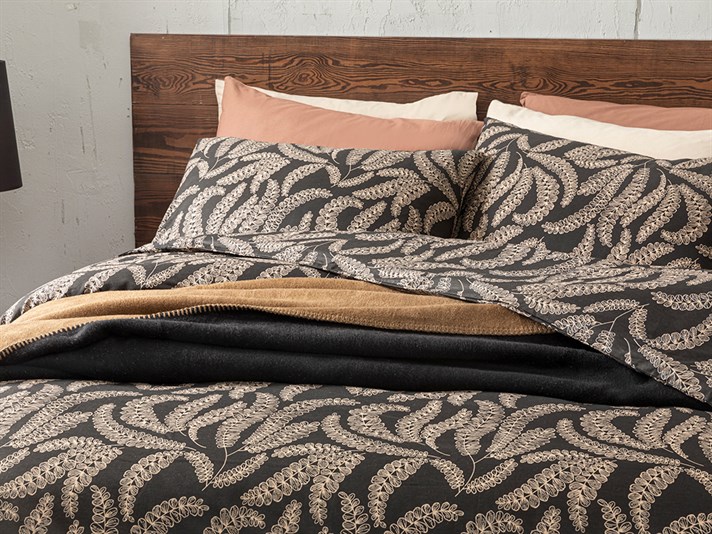 Fern Bumbac  King Size  SET LENJERIE DE PAT 240x220 cm Black.