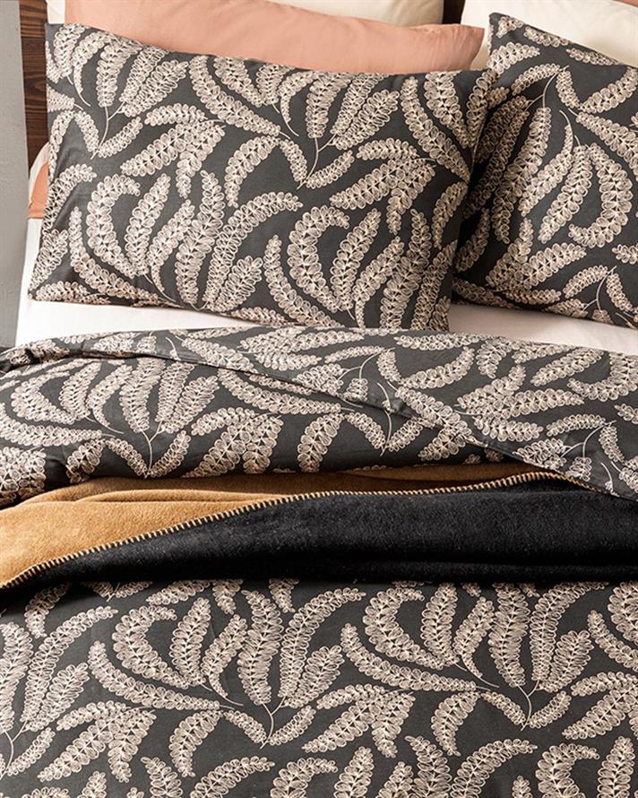 Fern Bumbac Single Set Lenjerie De Pat 160x220 cm Negru
