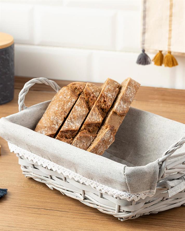 Fiesta Răchită Dreptunghi Coș De Pâine 28x20x9 cm Gri