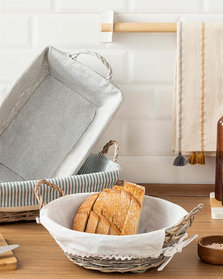 Fiesta Răchită Dreptunghi Coș De Pâine 28x20x9 cm Gri