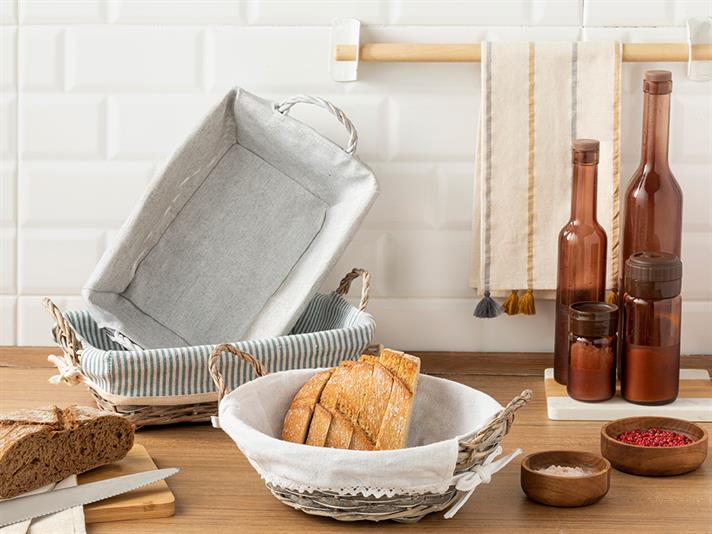 Fiesta Straw Rectangular Bread Basket 28x20x9 cm Beige