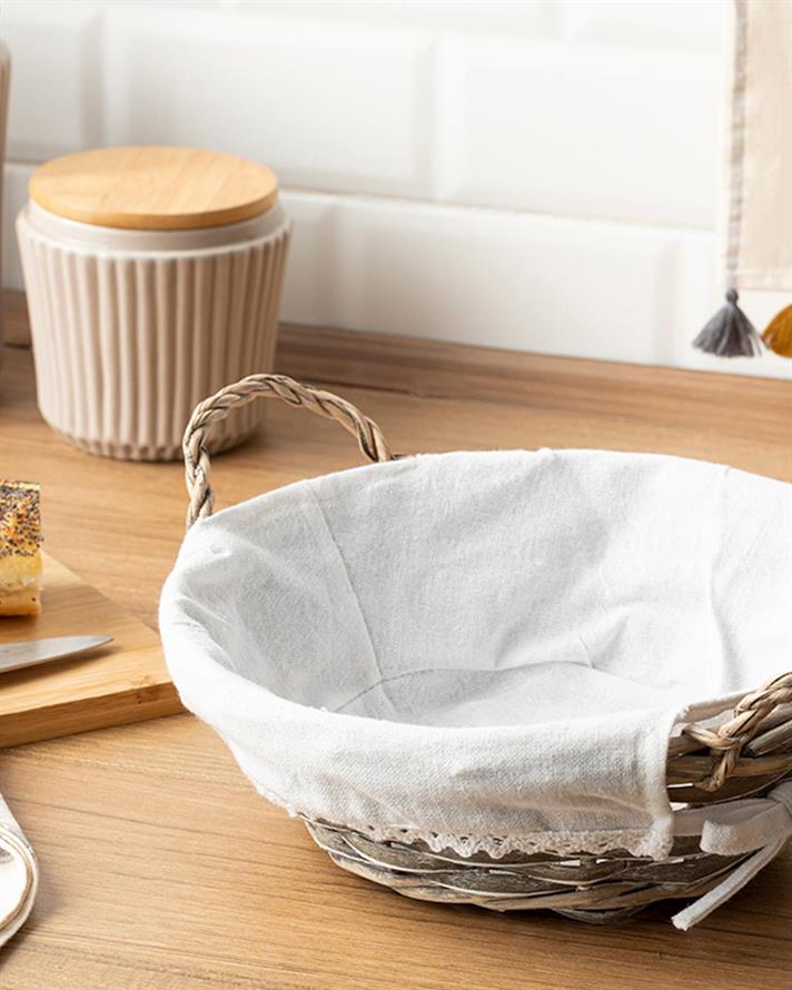 Fiesta Straw Round Bread Basket 25x9 cm Beige