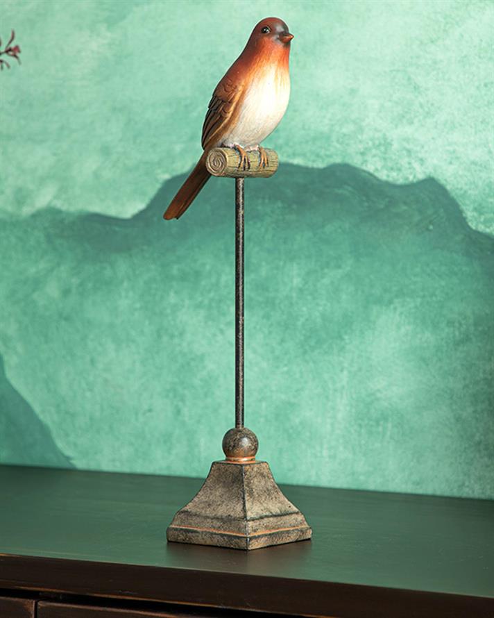 Figurină decorativă, Autumn Birds, polirăsină, 11,5x7,3x34,5 cm, roșu-maro