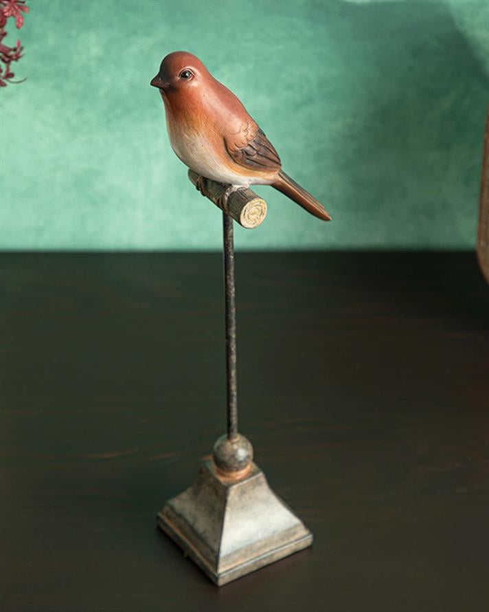Figurină decorativă, Autumn Birds, polirăsină, 11,5x7,3x34,5 cm, roșu-maro