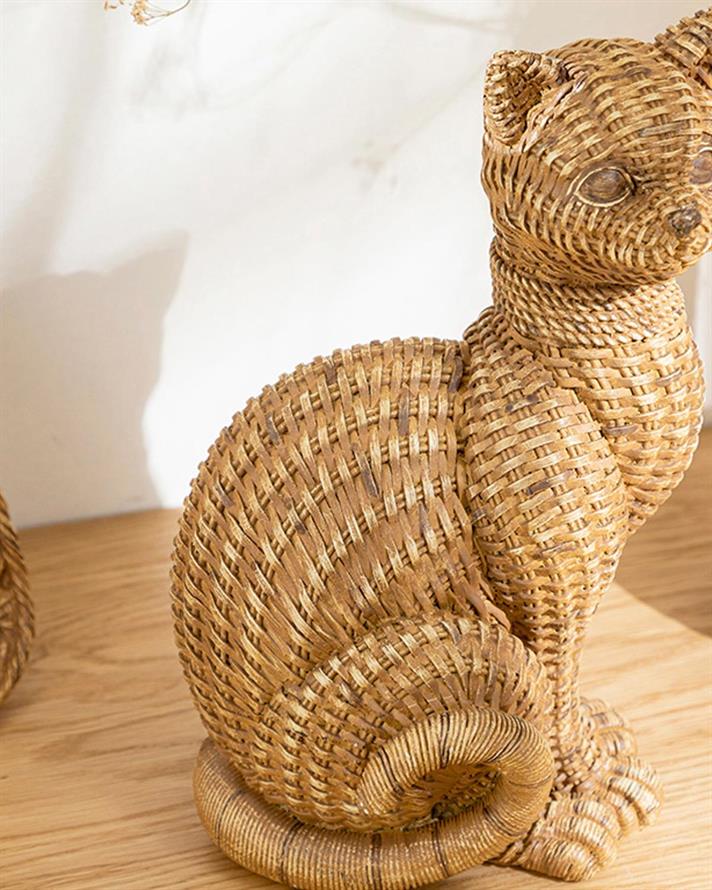 Figurină decorativă, Cat, polirăsină, 16,2x13x24,5 cm, maro