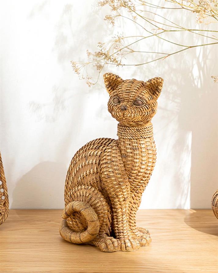 Figurină decorativă, Cat, polirăsină, 16,2x13x24,5 cm, maro