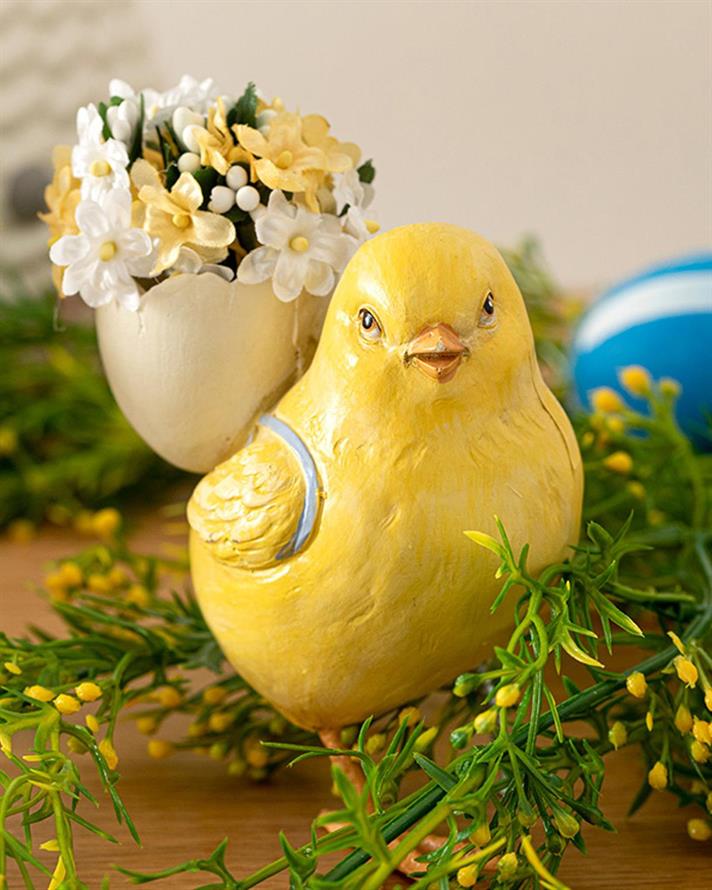 Figurină decorativă, Chick Heart, polirăsină, 8x6.2x10.6 cm, galben