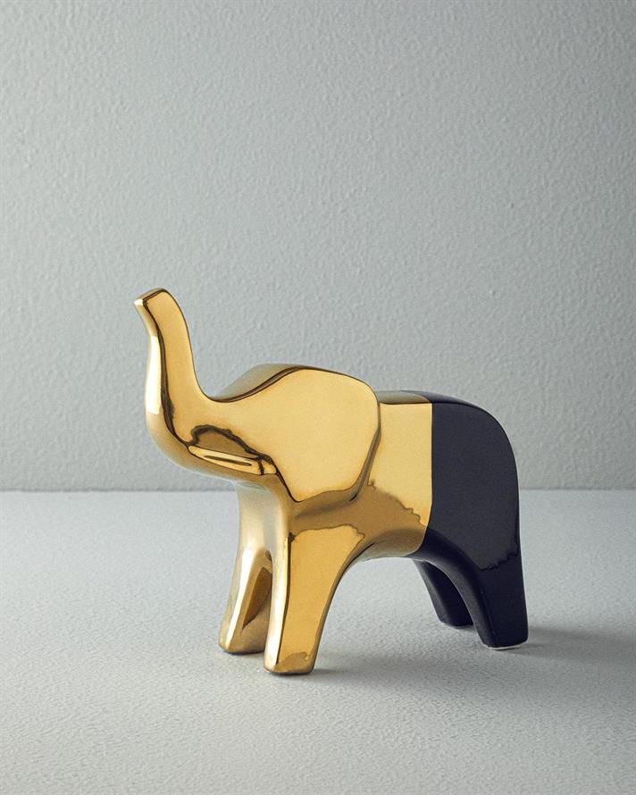 Figurină decorativă, Goldie Elephant, ceramică, 23x8,5x23 cm, auriu