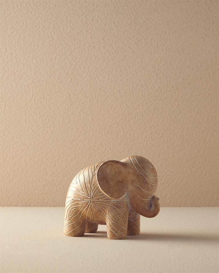 Figurină decorativă, Natural Elephant, polirăsină, 16,5x9,5x13,5 cm, natural
