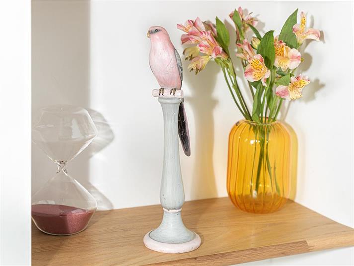 Figurină decorativă, Pink Parrot, polirăsină, 11.4x8.3x30.3 cm, roz