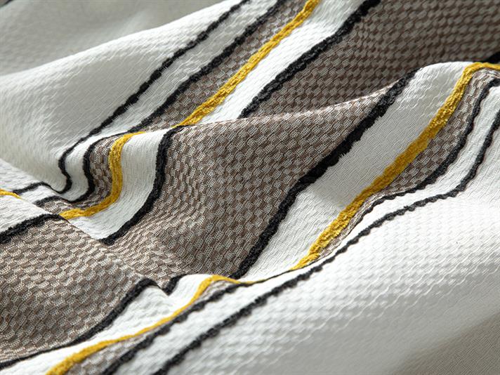  Lenjerie de pat completă, King Size, Fine Lines, bumbac-viscoză-poliester, 240x220 cm/ 180x200 cm/ 50x70 cm, galben-mar