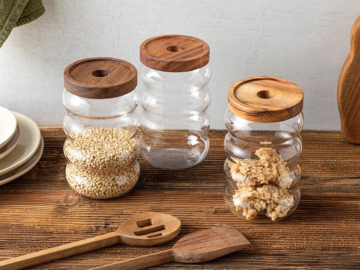 Fiona Borosilicate 3 pcs Jar 750 ml Transparent