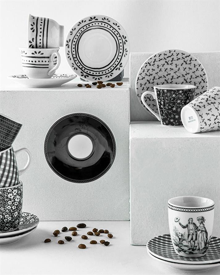 Fiorito Set De Cești De Cafea 4 Bucăți Pentru 2 Persoane, Porțelan, 100 Ml, Natural