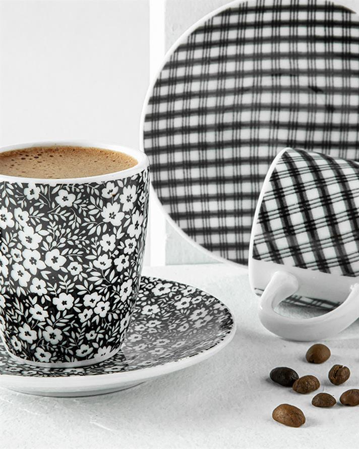 Fiorito Set De Cești De Cafea 4 Bucăți Pentru 2 Persoane, Porțelan, 100 Ml, Natural