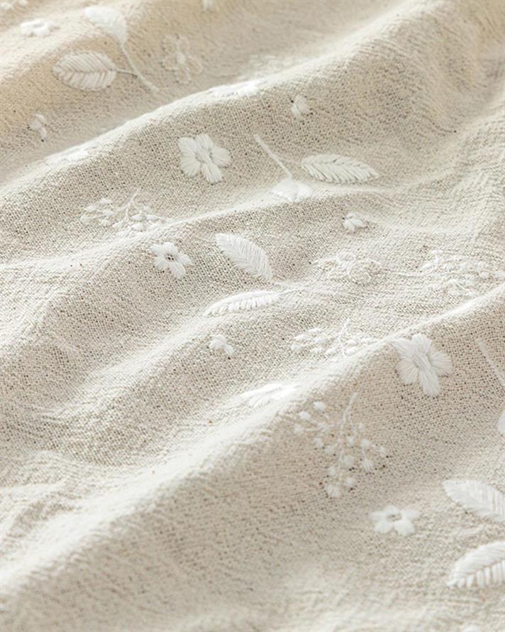 Fioritura Cotton Embroidered Table Cloth 150x200 cm Beige