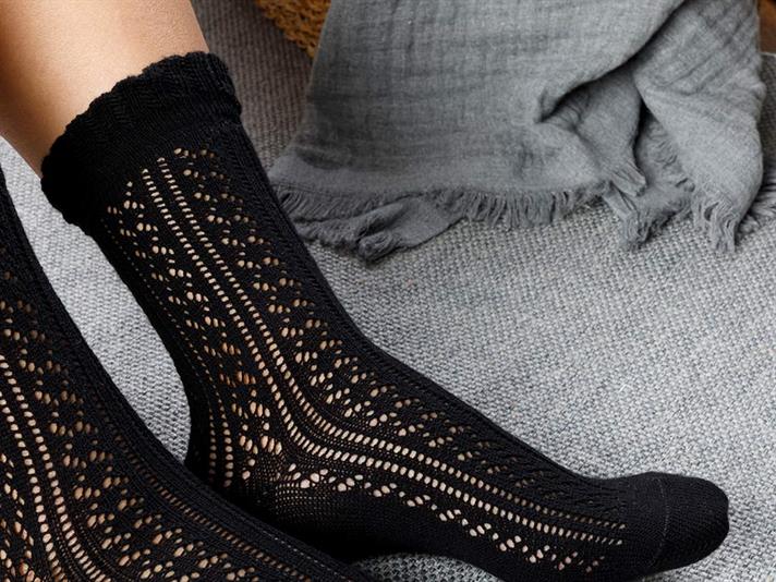 Fishnet Long Cotton Socks Standart Black