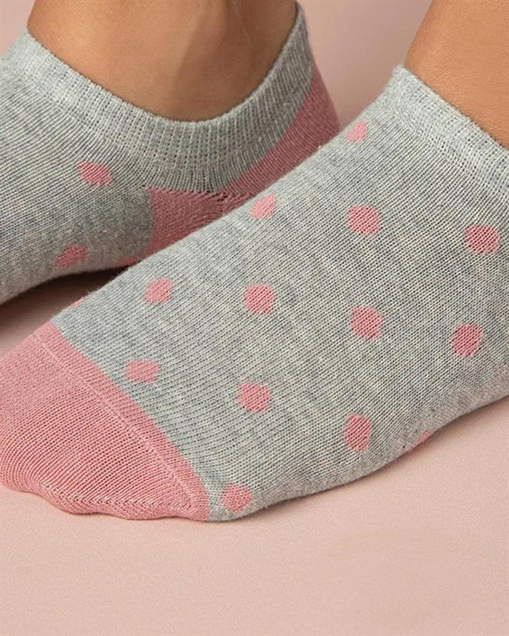 Fitted Dot Șosete Damă, Bumbac, 36-40, Roz-Gri