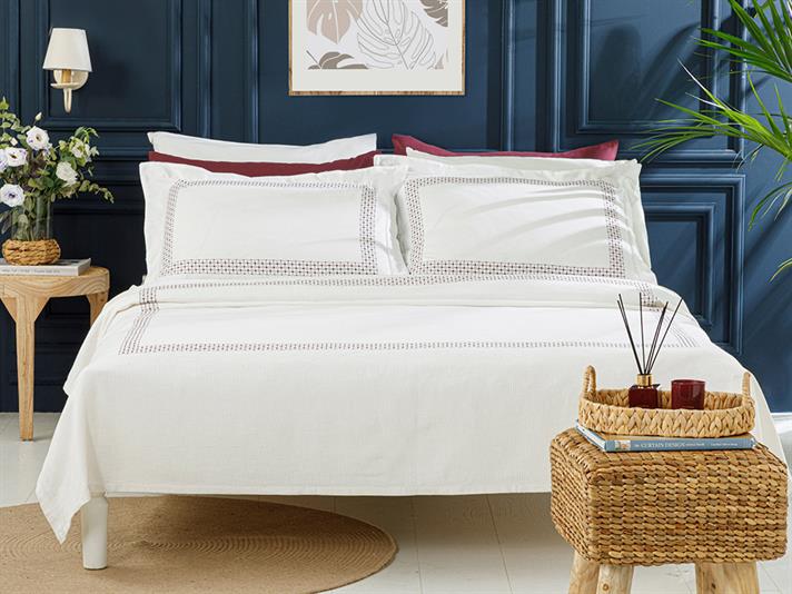 Flamel Panel Printed Double Summer Blanket Set 200x220 cm Maroon