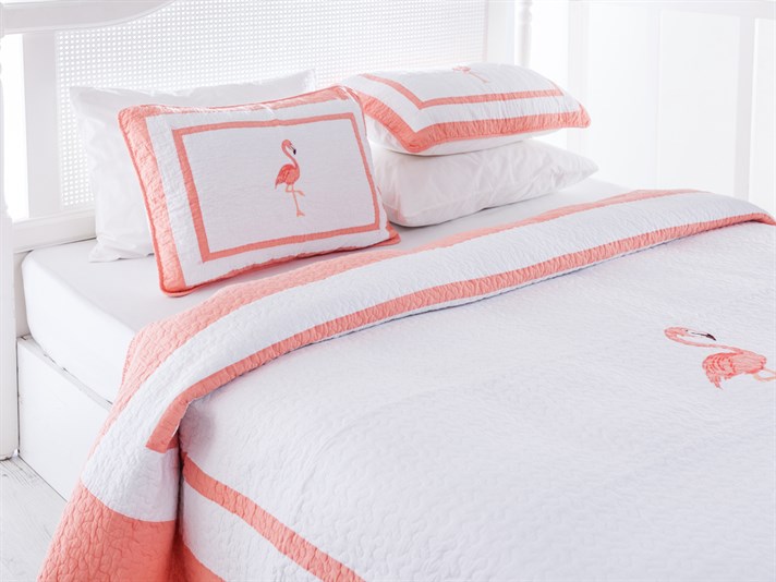Flamingo  Patchwork Pentru o persoana  SET CUVERTURĂ DE PAT 160x240 cm Roz