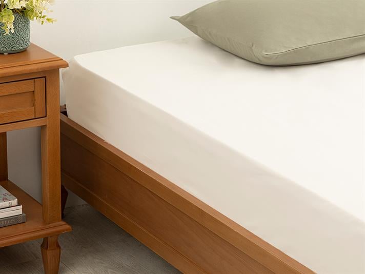Flat 2 Cottony Pentru O Persoana  Cearșaf Elastıc 100*200 Cm Aproape Alb