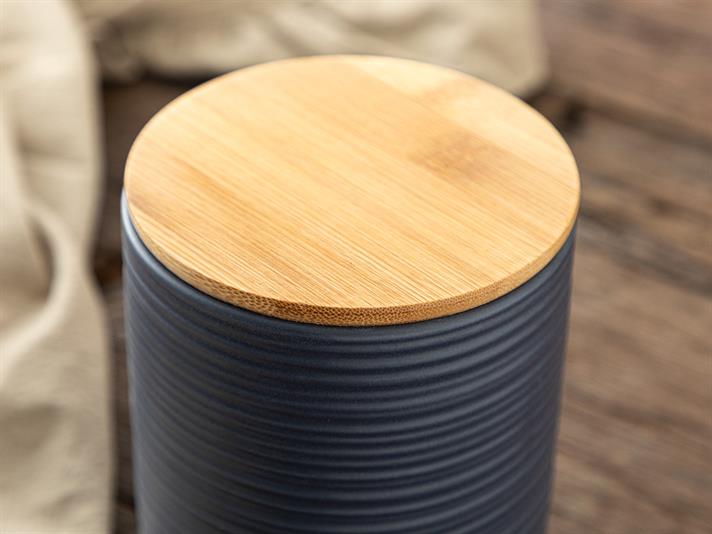 Recipient depozitare alimente cu capac, Flatty, dolomită, 11x11x15 cm, bleu