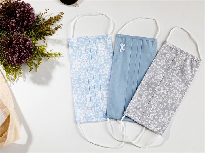 Pure Fleur Cotton Mask 9,5x18 cm Blue-Beige