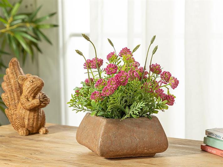 Floare artificială în ghiveci, Colorful Flowers, plastic, 14x22 cm, roz