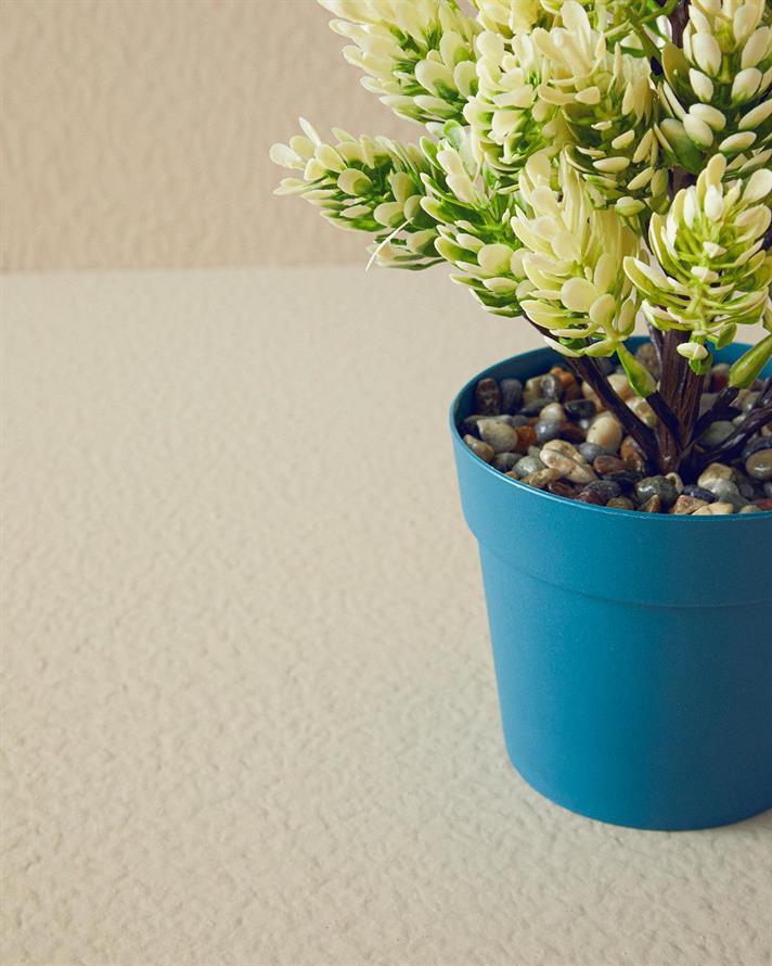 Leafy Artificial Flower with Vase White