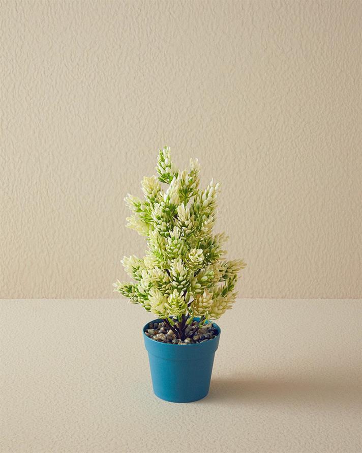 Leafy Artificial Flower with Vase White