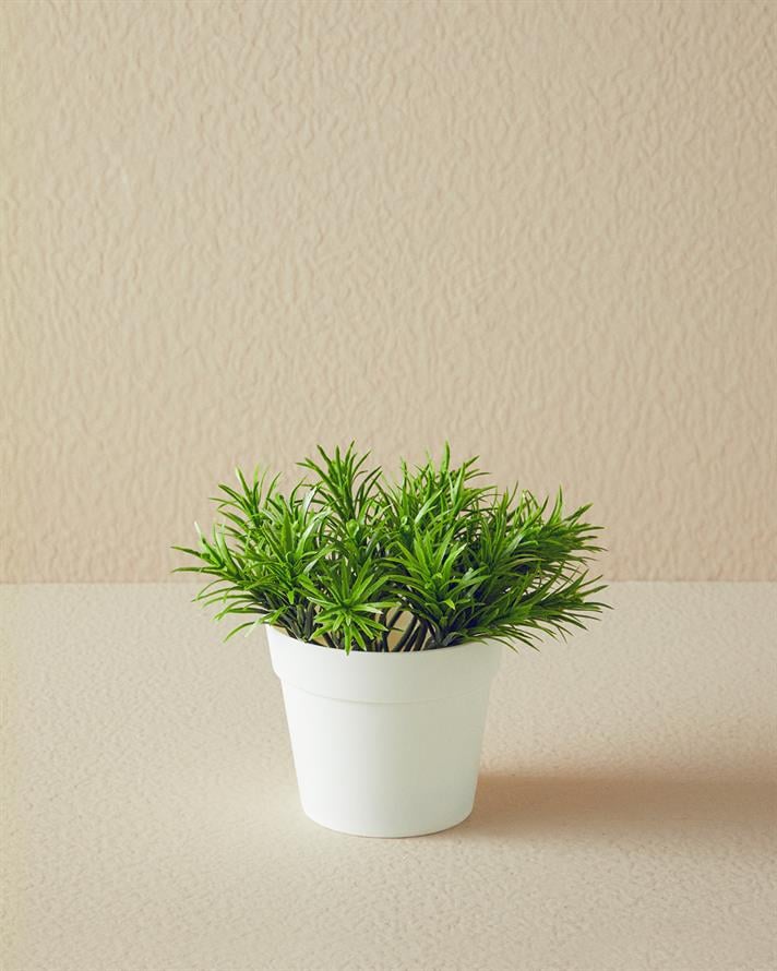 Leaves Artificial Flower with Vase 13x13x13 cm White