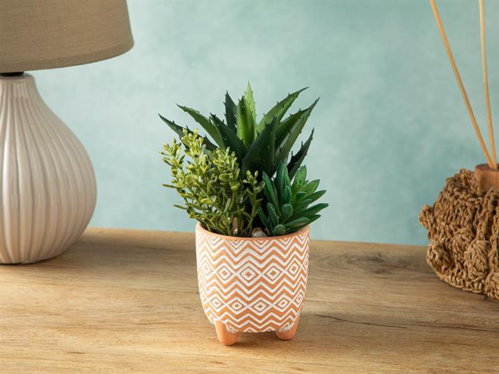 Mini Flower Artificial Flower with Vase 10x19 cm Green
